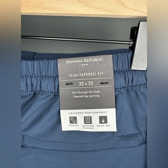 NEW Banana Republic Factory Performance Slim Tapered Pants Men’s 32x32 Navy - Picture 6 of 10